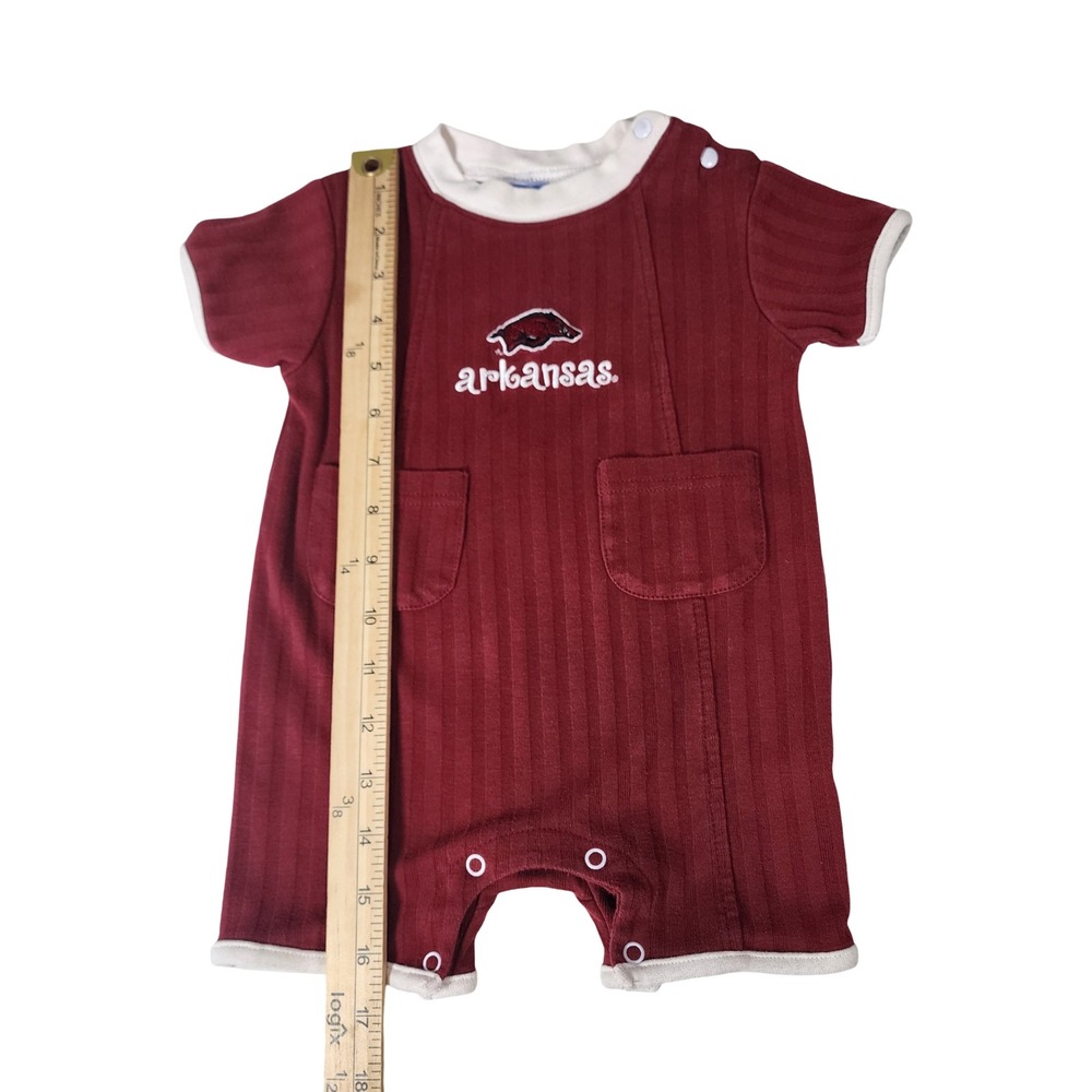Arkansas Razorbacks Baby Ribbed Ringer Romper Red Short Sleeve 6-9 Months - Picture 5 of 6